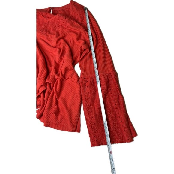 Free People Parisian nights boho blouse Orange Tunic M - Picture 8 of 9